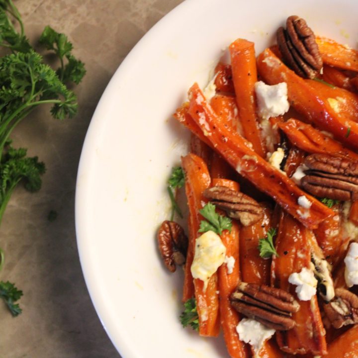 Honey Glazed Carrots with Pecans & Goat Cheese 