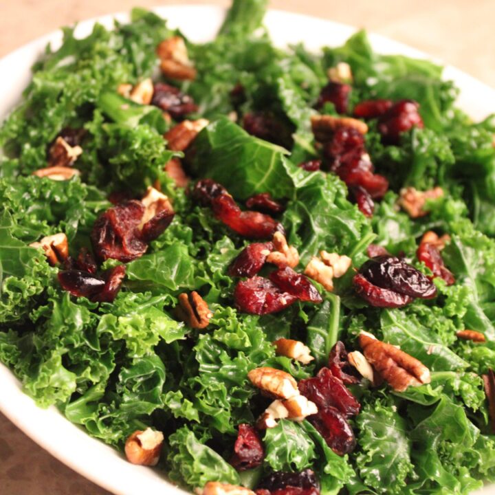 Steamed Kale with Pecans & Cranberries
